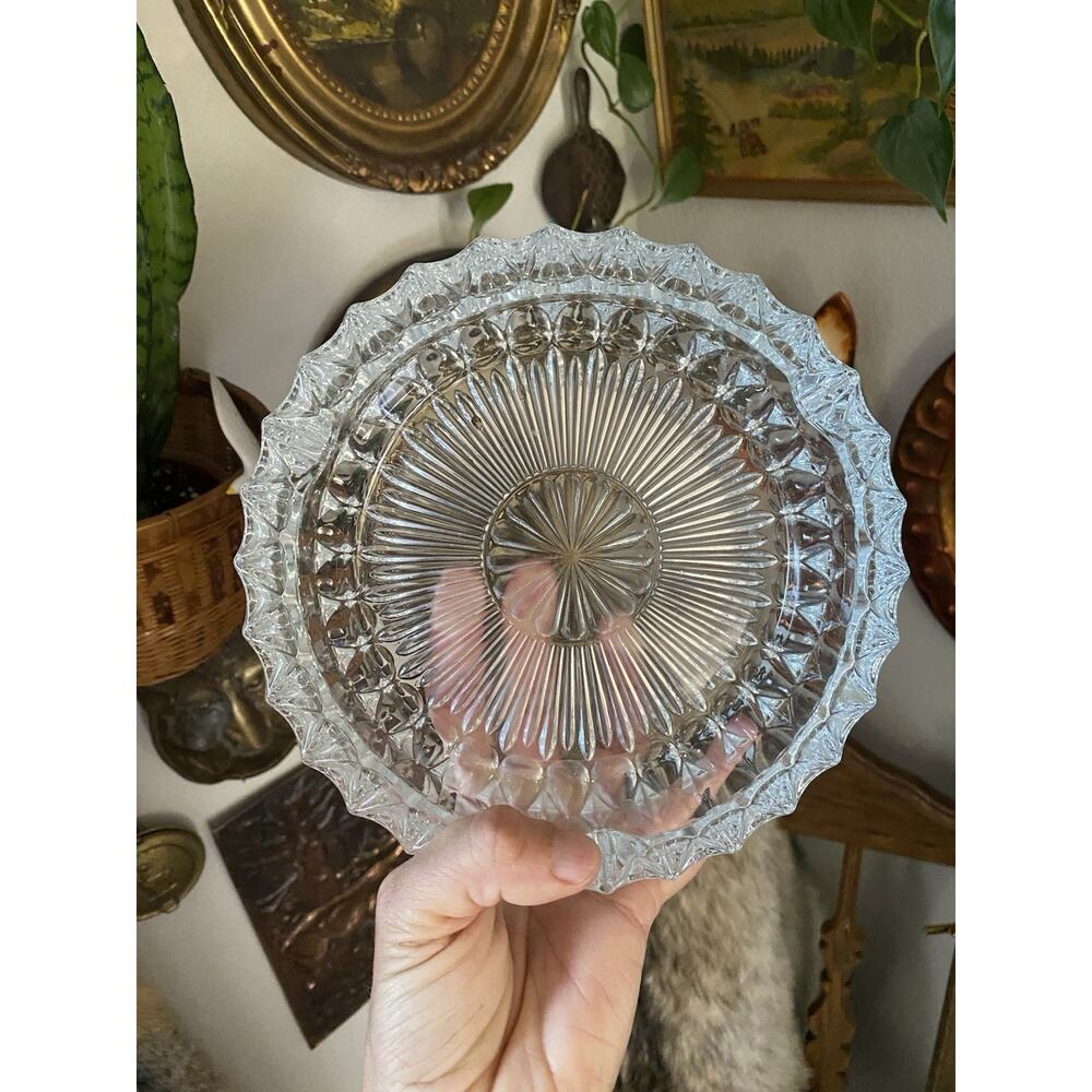 Vintage Midcentury 1960s Clear Glass Cigar Ashtray Made In Italy